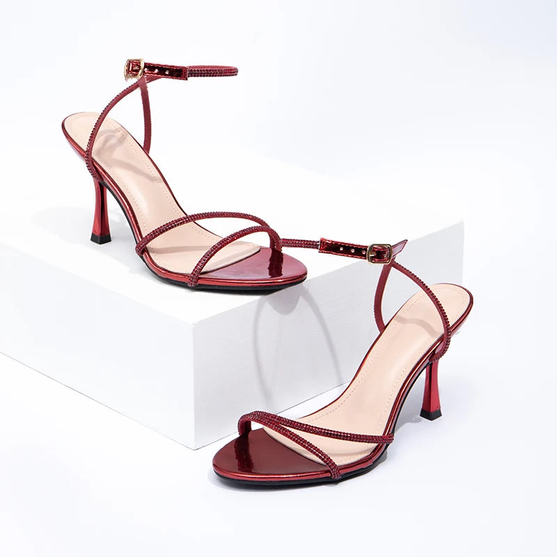 New Women's Fashion Elegant Summer Sandals Open Toed Ball Evening Formal Ladies High Heels Sexy Red Ladies High Heels