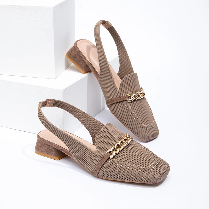 Elegant High-heeled Sandals Summer Sexy High-heeled Shoes Autumn square Toe Ladylike High-heeled Shoes