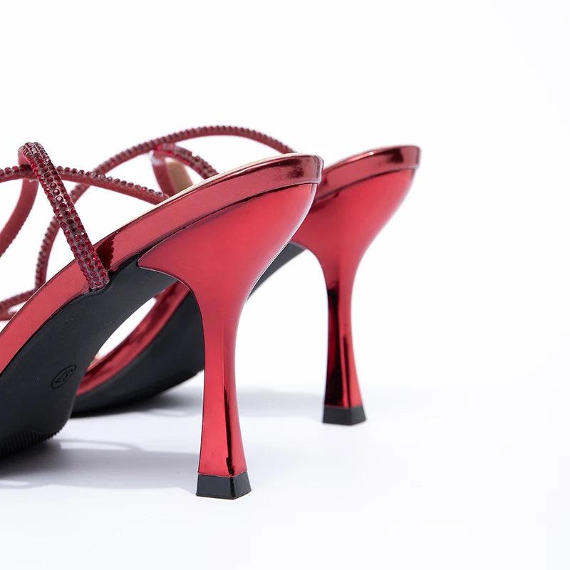 New Women's Fashion Elegant Summer Sandals Open Toed Ball Evening Formal Ladies High Heels Sexy Red Ladies High Heels