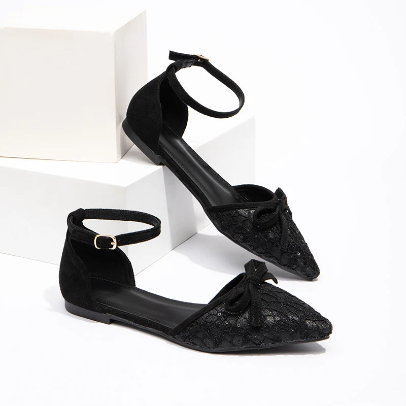 Summer Black Versatile Women's Flat Shoes Sexy Banquet Flat Sandals Temperament Pointed Women's Single Shoes
