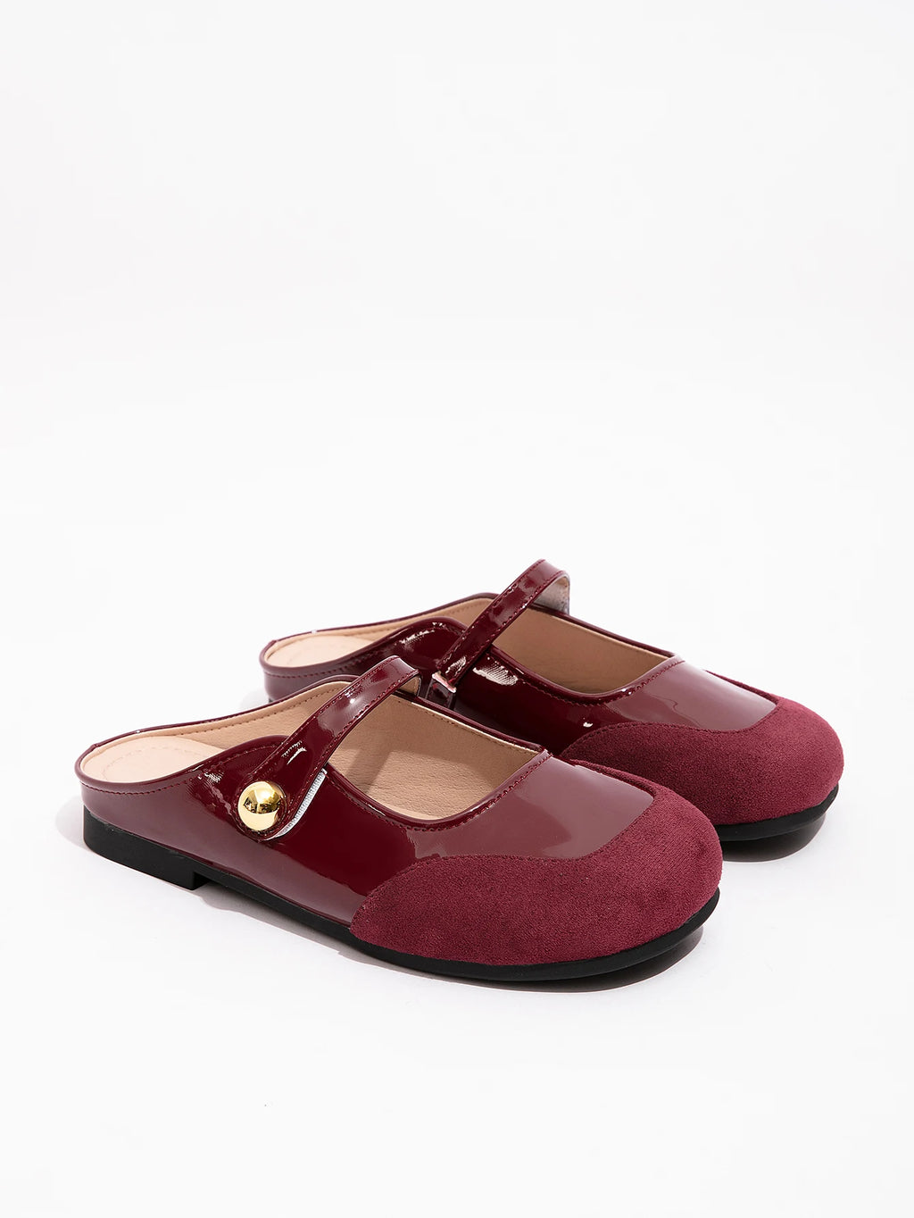 Wholesale French-style Baotou Half Slip-on Red Mary Jane Shoes for Women Soft Leather Spring Summer Shallow Mouth Clogs Mules