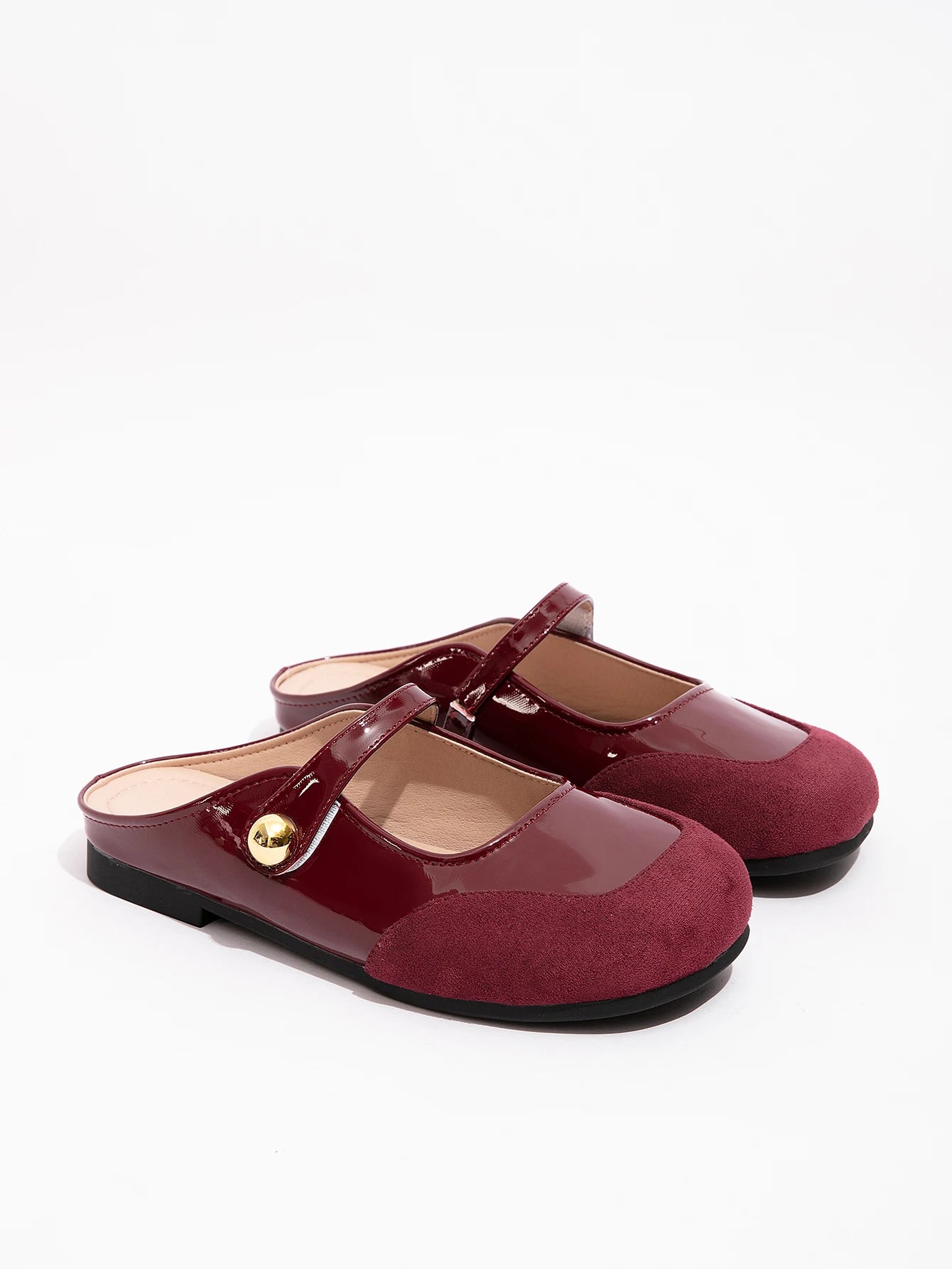Wholesale French-style Baotou Half Slip-on Red Mary Jane Shoes for Women Soft Leather Spring Summer Shallow Mouth Clogs Mules