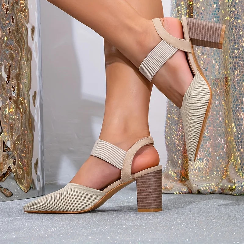 High Quality Plus Size Women's High Heels Beige Temperament Ladies' Party High Heels Sandals Summer Women's Work Shoes