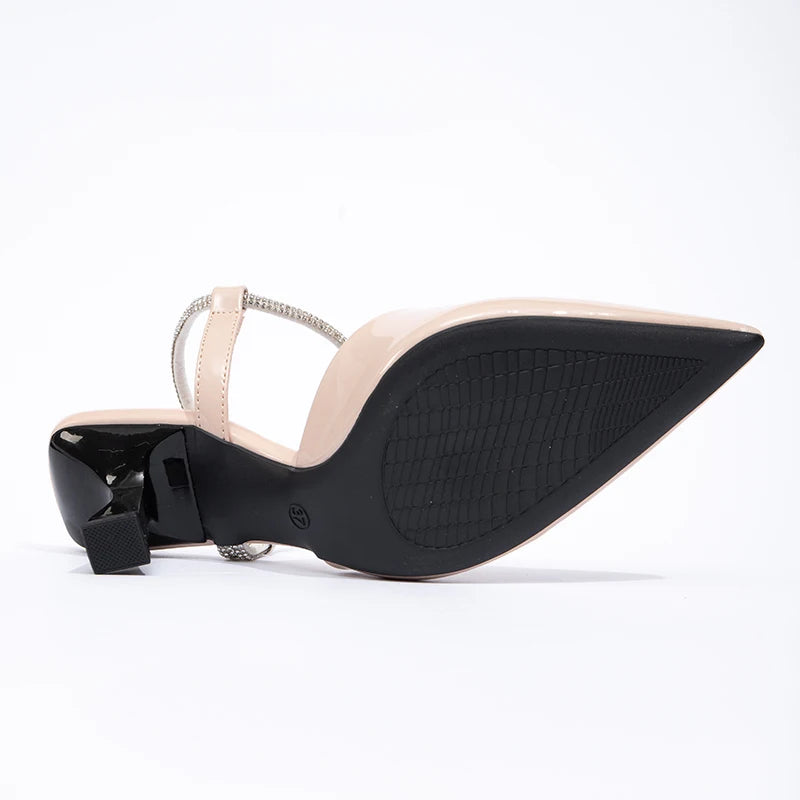 Closed Toe Stiletto High Heels for Women Spring Summer New Backless Rhinestone Elegant Pointed Open Ladies Shoes