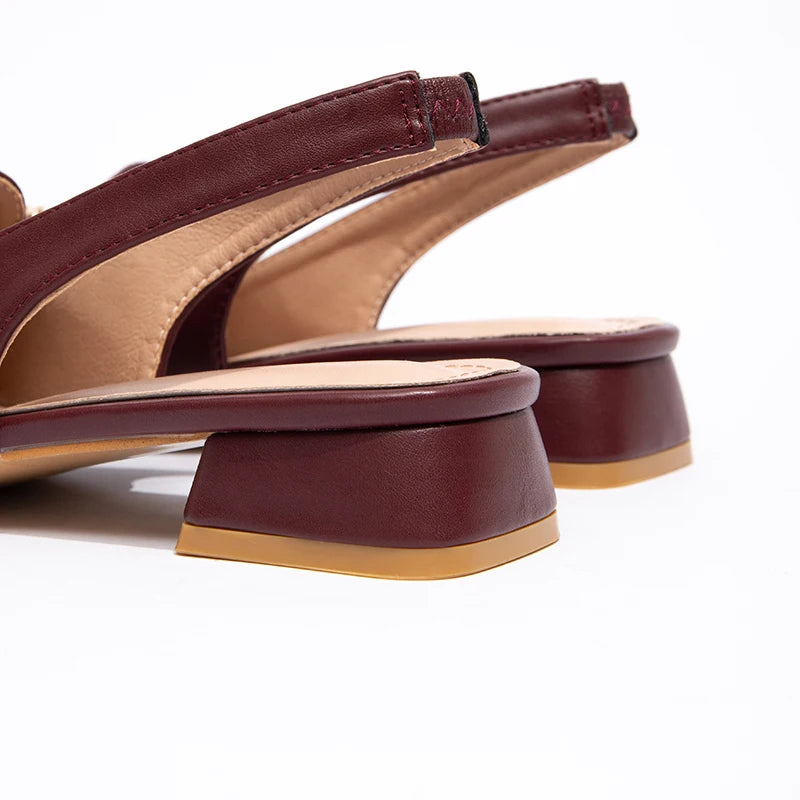 Women's New Thick Heel Sheepskin Flat Dress Shoes With Square Toe Slip-on Closure Casual Sandals for Summer and Autumn