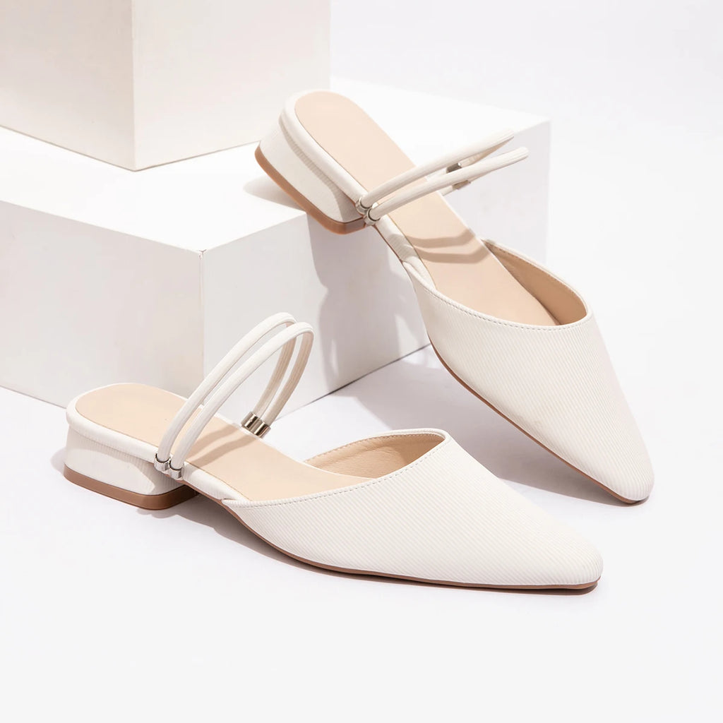 Women's Fashion Summer Two Wear Block Heel Point Toe Slip on Sandal Slippers