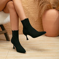 Must Have Winter Boots Burgundy Elastic Side Pointed Toe High Heel Short Boots for Women