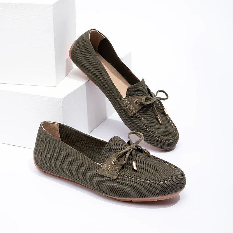 Wholesale Elegant Lady Ballet Flats Casual Women Shoes Anti-slip Round Toe Suede Upper Office Bow Flat Shoes