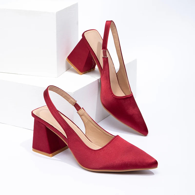 Women's Summer Casual Heels Sandal Style High Heel Slingback Peep-toe Pumps Genuine Leather