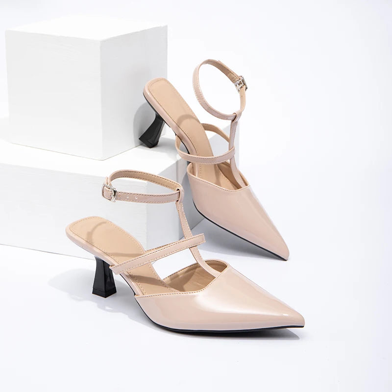 Fashionable Minimalist Ladies' Sandals with Pointed Toes and Low Heels Roman Sandals Summer Fashion Women's High-heeled Sandals