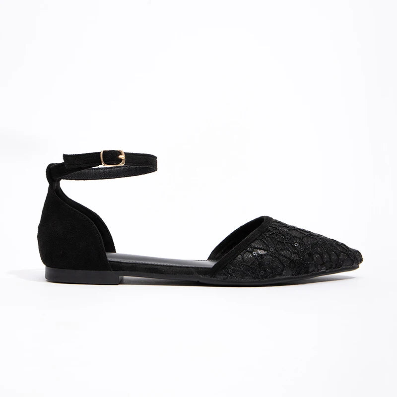 Low Price Wholesale Women's Flat Shoes Black Elegant Toe Flat Shoes Temperament Pointed Sexy Sandals