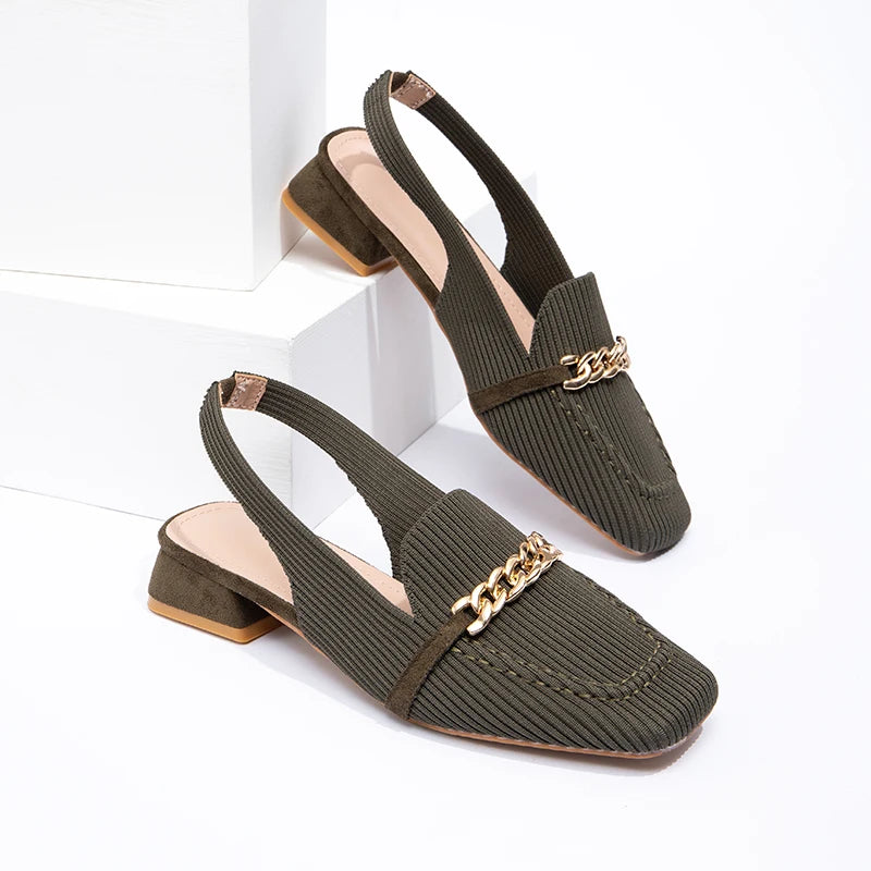 Elegant High-heeled Sandals Summer Sexy High-heeled Shoes Autumn square Toe Ladylike High-heeled Shoes