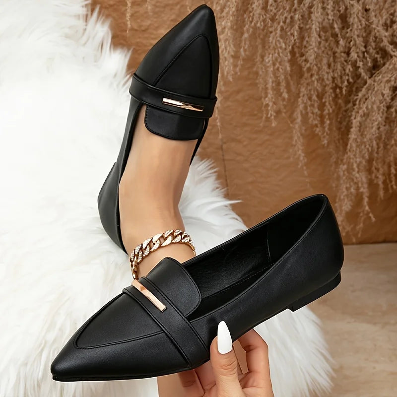 New Arrival High Quality Women Leather Shoes Black Flat Shoes for Ladies