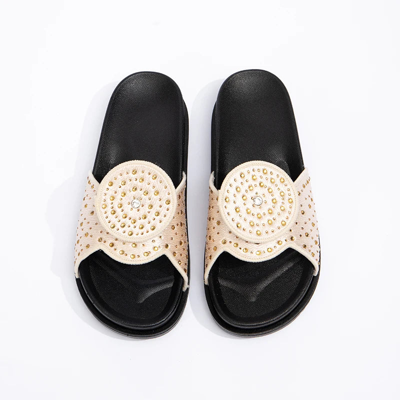 Latest Women's Soft Slippers and Sandals Summer and Spring Women's Fashion Shining Luxury Flat Slippers