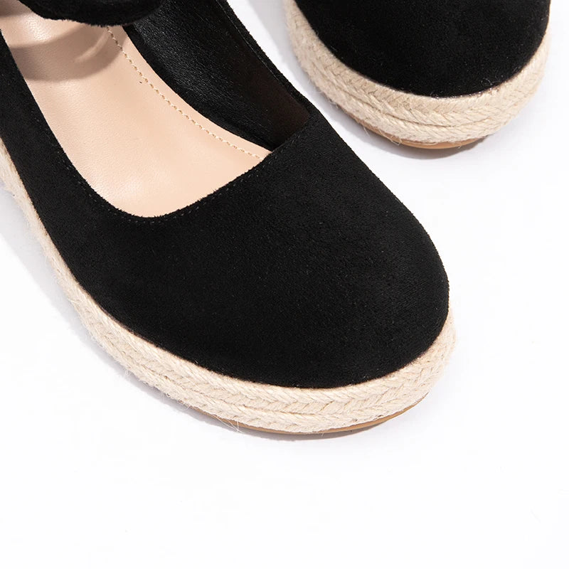 New Fashion Women's Closed Toe Slope Heel Sandals Thick Bottom Ankle Strap Wedge Sandals Summer Ladies Sandals