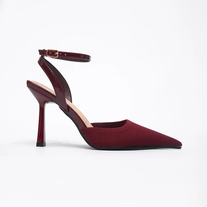 High-appearance-level Pointed-toe Wear-resistant Fabric Breathable and Anti-slip Heel Shoes for Dating Fashion