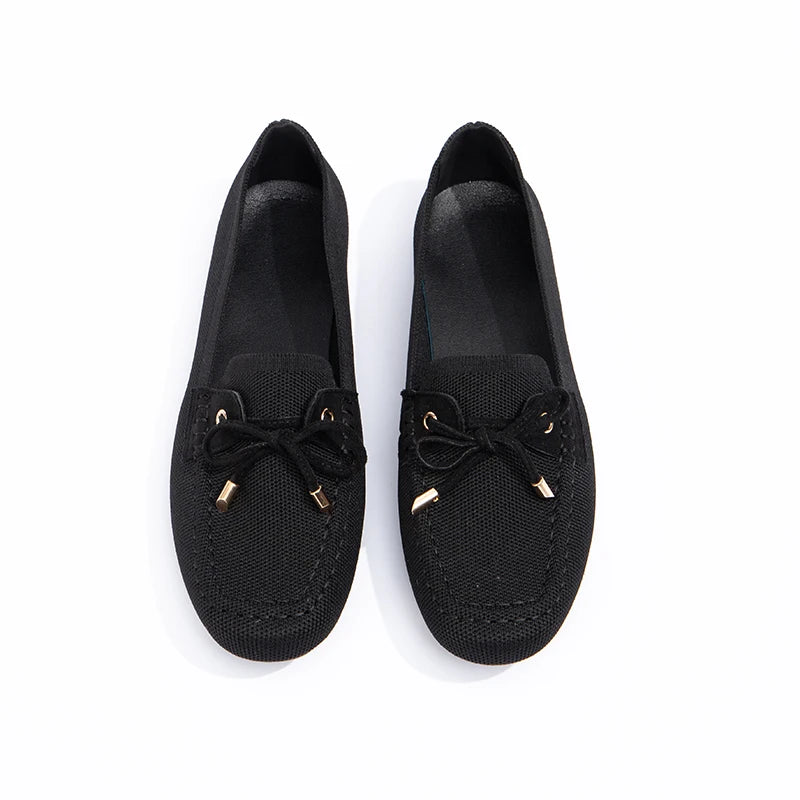 Wholesale Elegant Lady Ballet Flats Casual Women Shoes Anti-slip Round Toe Suede Upper Office Bow Flat Shoes
