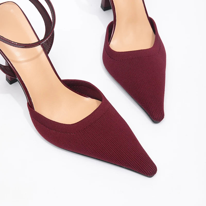 Pointed Toe Waterproof Breathable Anti-Slippery Hard-Wearing Fabric Upper Heeled Sandals for Business-Spring/Autumn/Summer