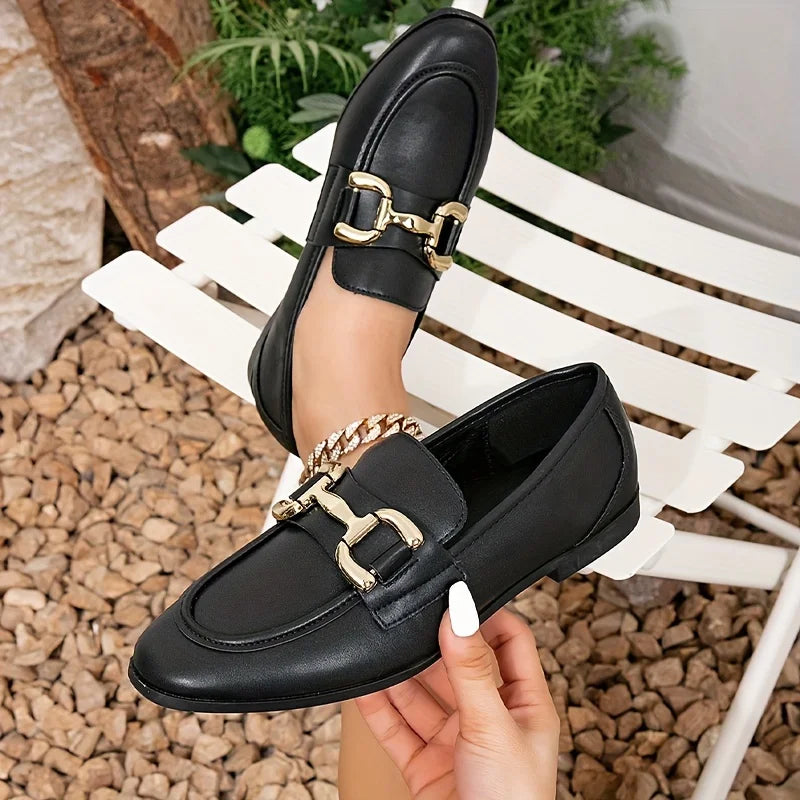 New Design Fashionable Ladies' Leather Work Shoes Casual and Lightweight Single Shoes Ladies' Flat Shoes in Stock for Wholesale