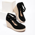 New Fashion Women's Closed Toe Slope Heel Sandals Thick Bottom Ankle Strap Wedge Sandals Summer Ladies Sandals