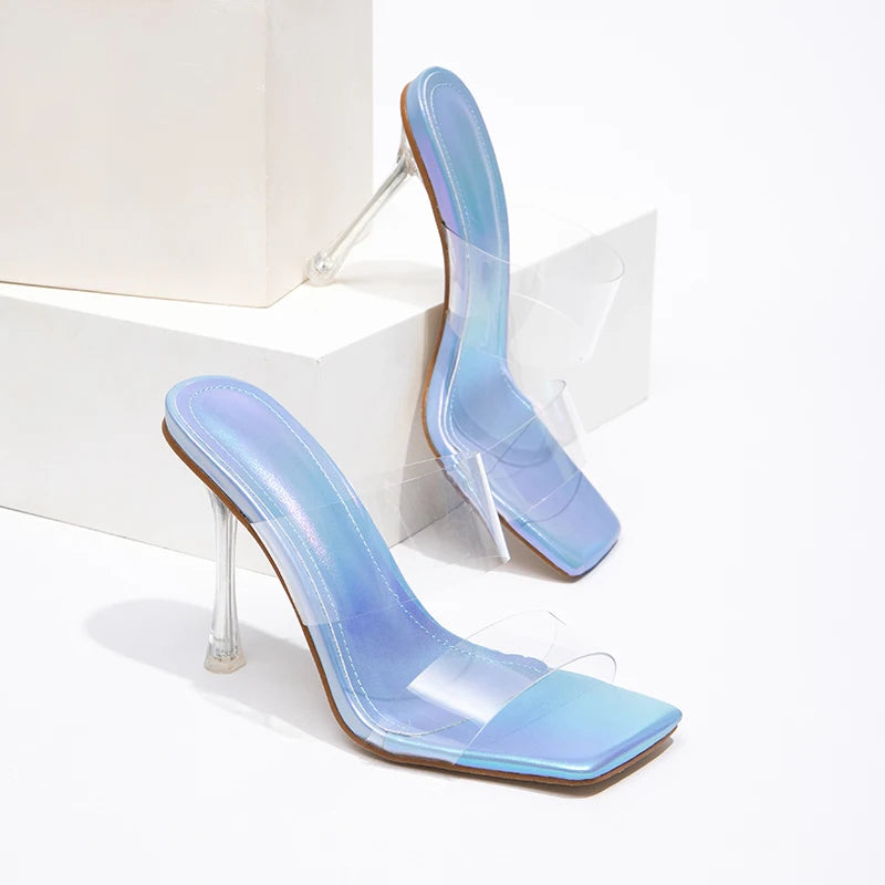 Fashion Crystal Transparent Peep-toe Pumps Ladies Outdoor Shoes Fairy Style Sandals Women Heels