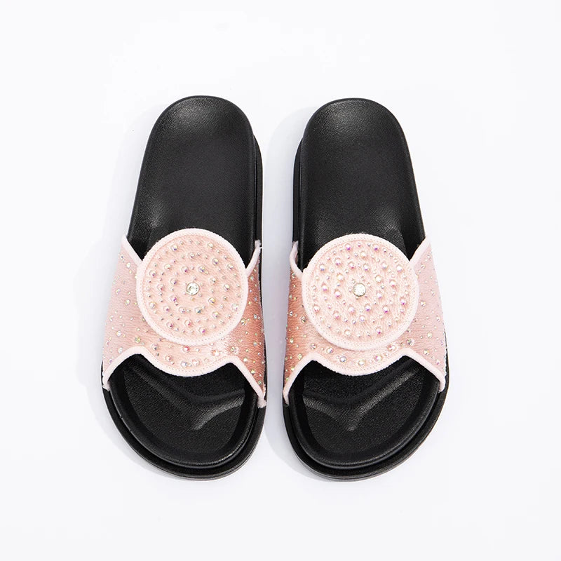 Latest Women's Soft Slippers and Sandals Summer and Spring Women's Fashion Shining Luxury Flat Slippers