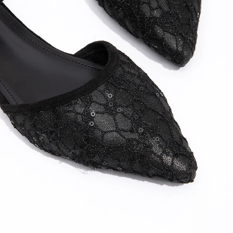 Low Price Wholesale Women's Flat Shoes Black Elegant Toe Flat Shoes Temperament Pointed Sexy Sandals
