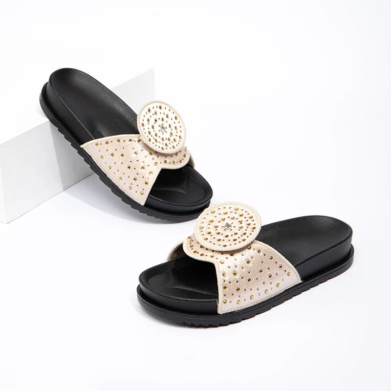 Latest Women's Soft Slippers and Sandals Summer and Spring Women's Fashion Shining Luxury Flat Slippers