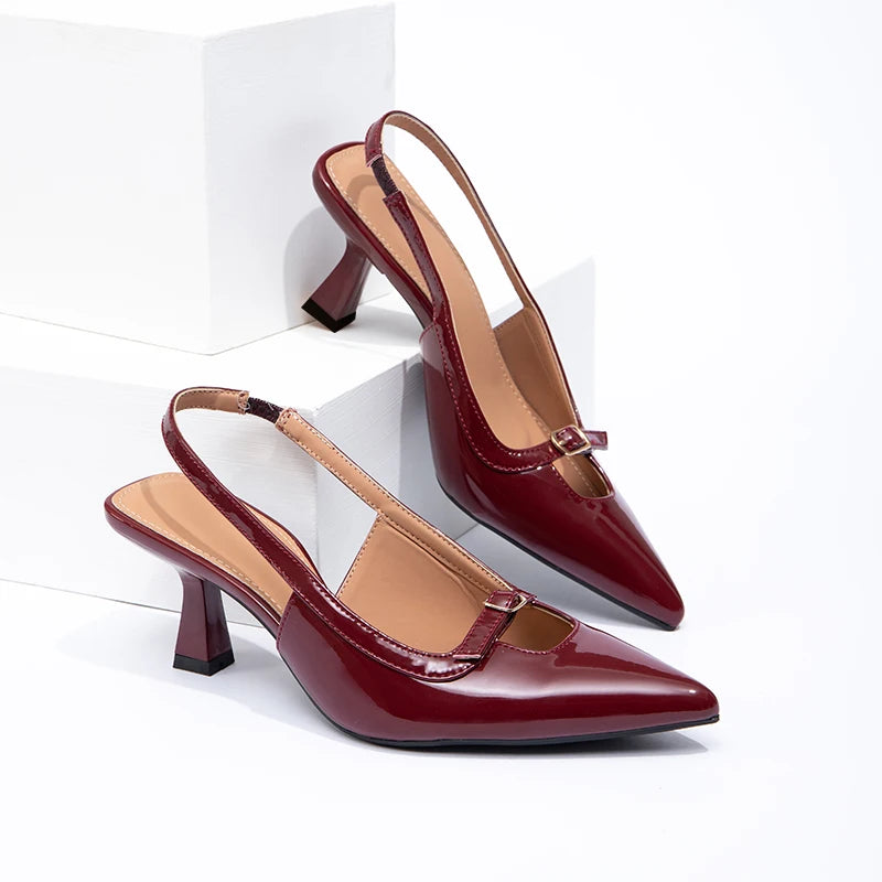 Women's Summer Casual Heels Sandal Style High Heel Slingback Peep-toe Red Sexy High Heels
