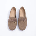 Wholesale Elegant Lady Ballet Flats Casual Women Shoes Anti-slip Round Toe Suede Upper Office Bow Flat Shoes