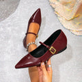 Ladies' Pointed Toe Hidden Wedge Heel Mary Janes, Soft Black PU Leather Work Shoes for All-Day Wear & Elevated Look