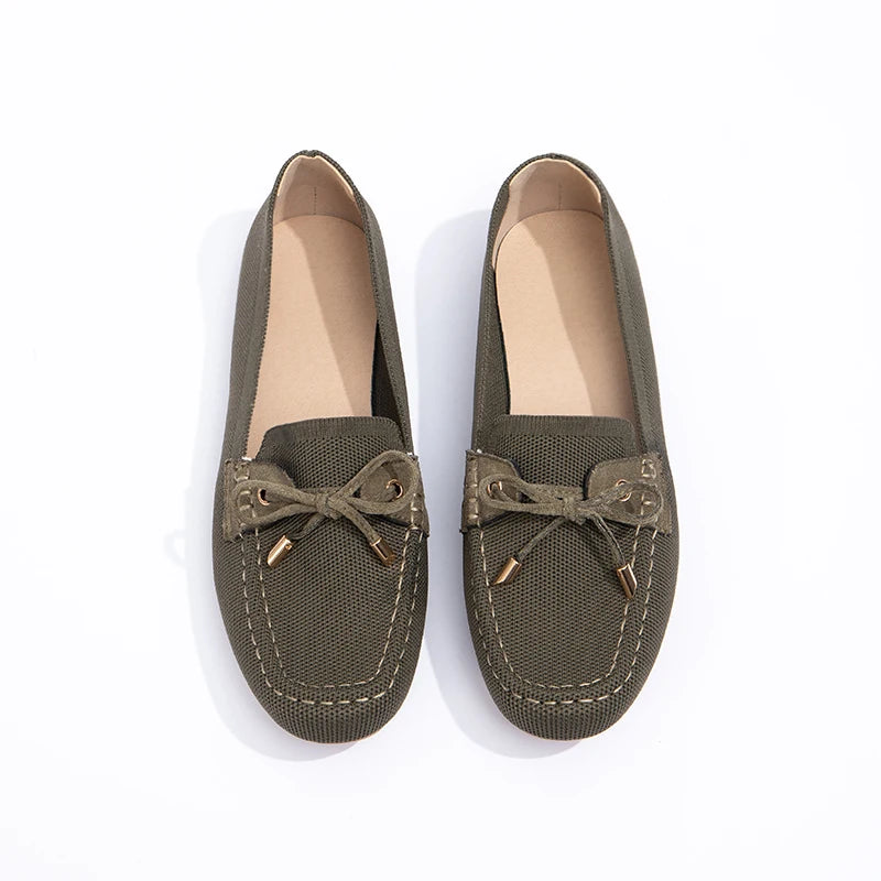 Wholesale Elegant Lady Ballet Flats Casual Women Shoes Anti-slip Round Toe Suede Upper Office Bow Flat Shoes