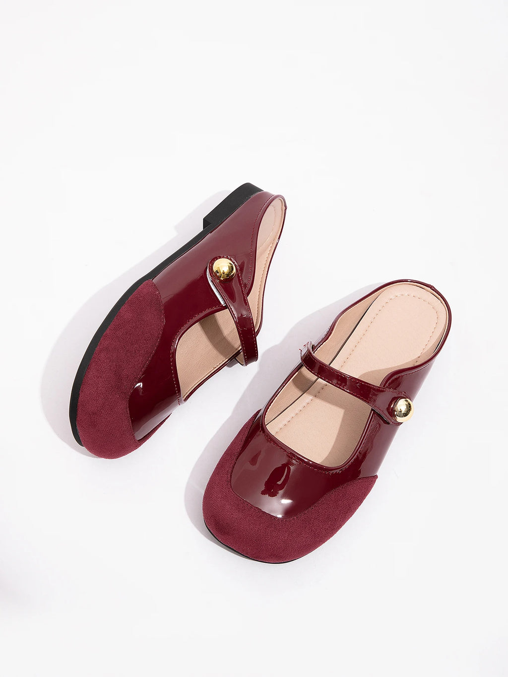 Wholesale French-style Baotou Half Slip-on Red Mary Jane Shoes for Women Soft Leather Spring Summer Shallow Mouth Clogs Mules