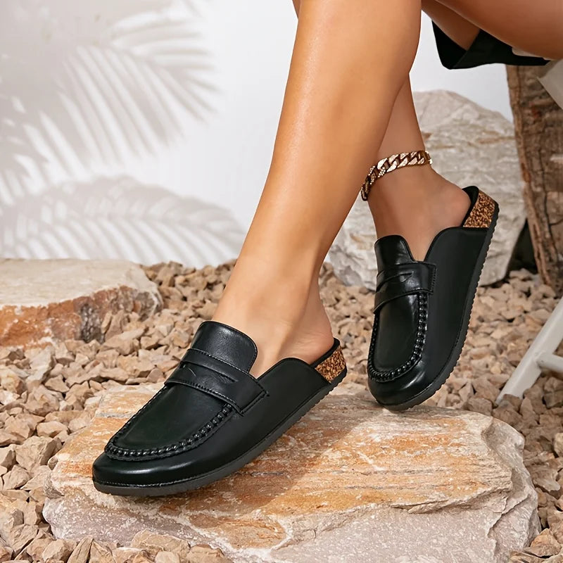 High Quality Genuine Leather Sandals Black Versatile Summer Women's Flat slippers Leather Sandals slippers
