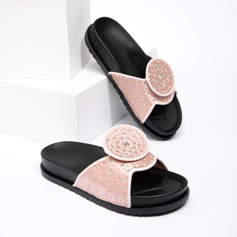 Latest Women's Soft Slippers and Sandals Summer and Spring Women's Fashion Shining Luxury Flat Slippers